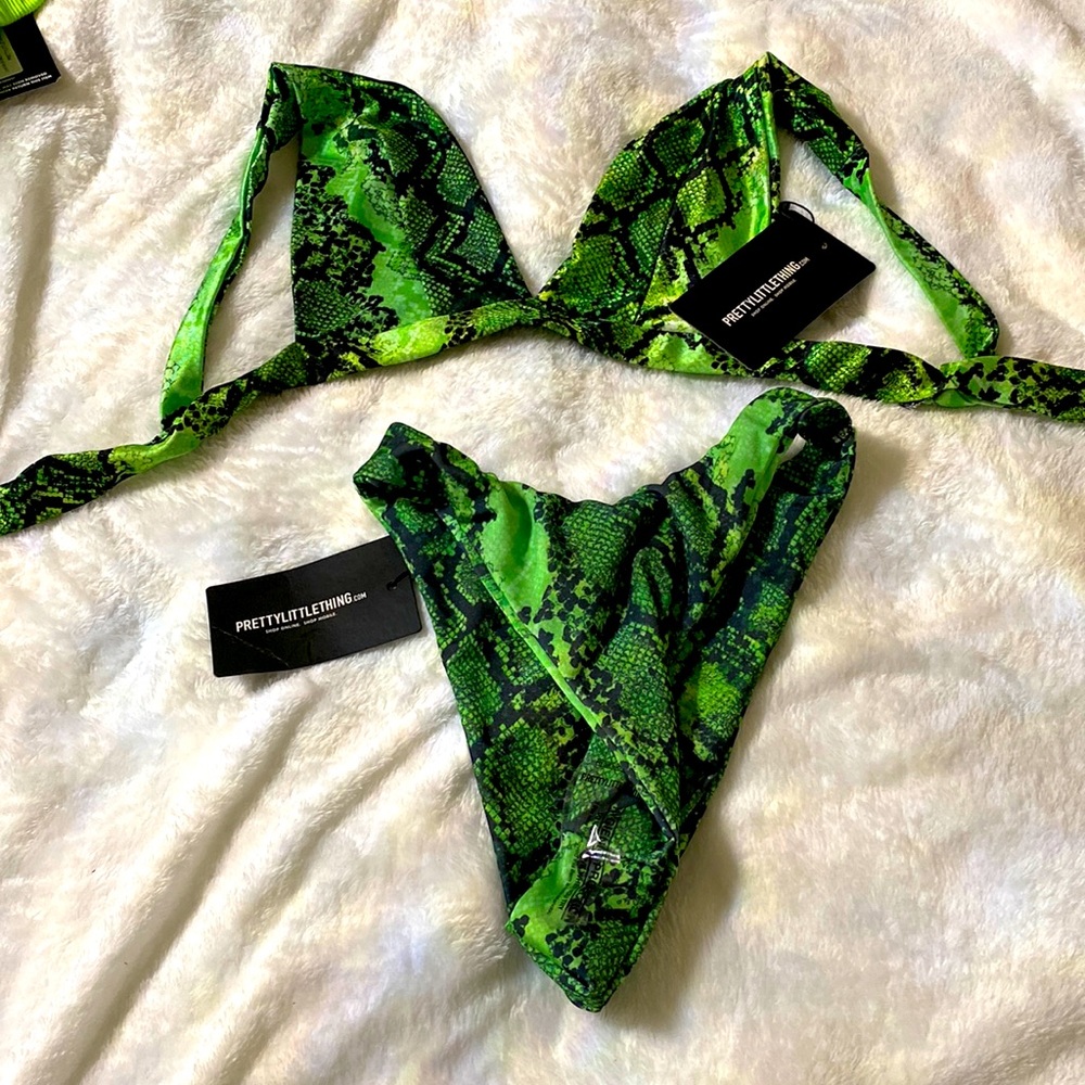 Green snake print bikini